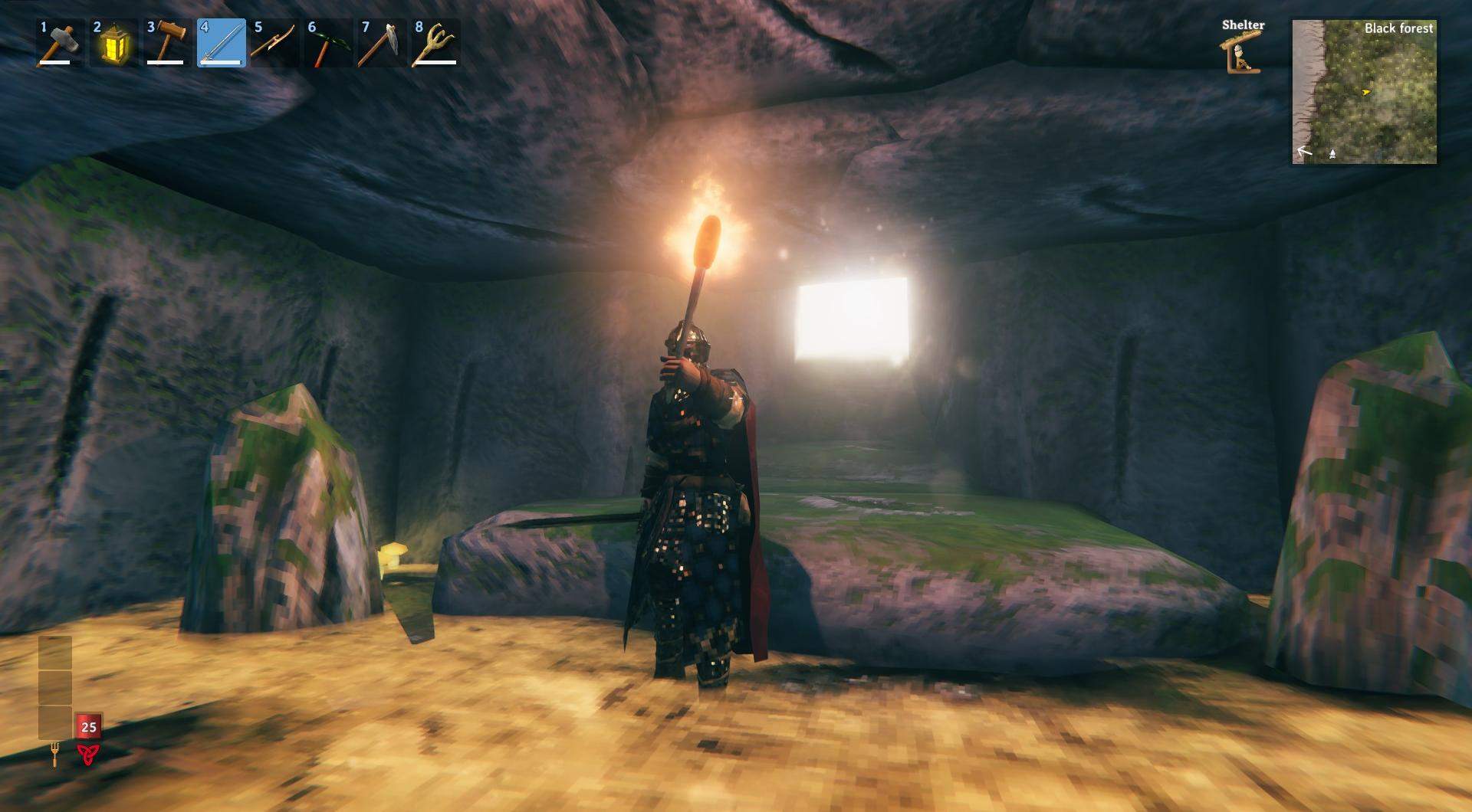 Erkunde Grabkammern nach Surtling Cores in Valheim.