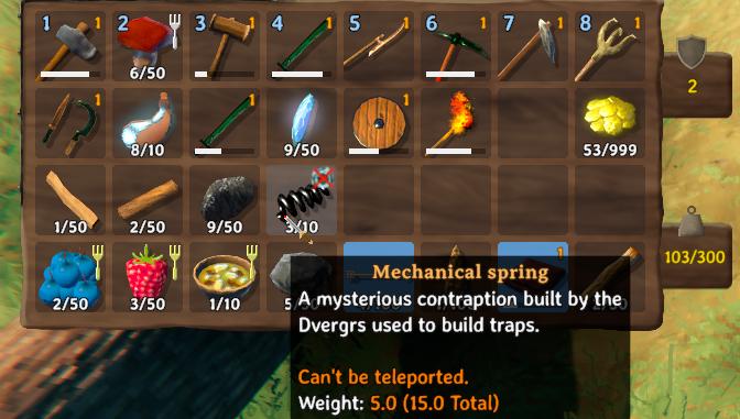 Sammle Eisen und raffiniertes Eitr, um mechanische Federn in Valheim herzustellen.