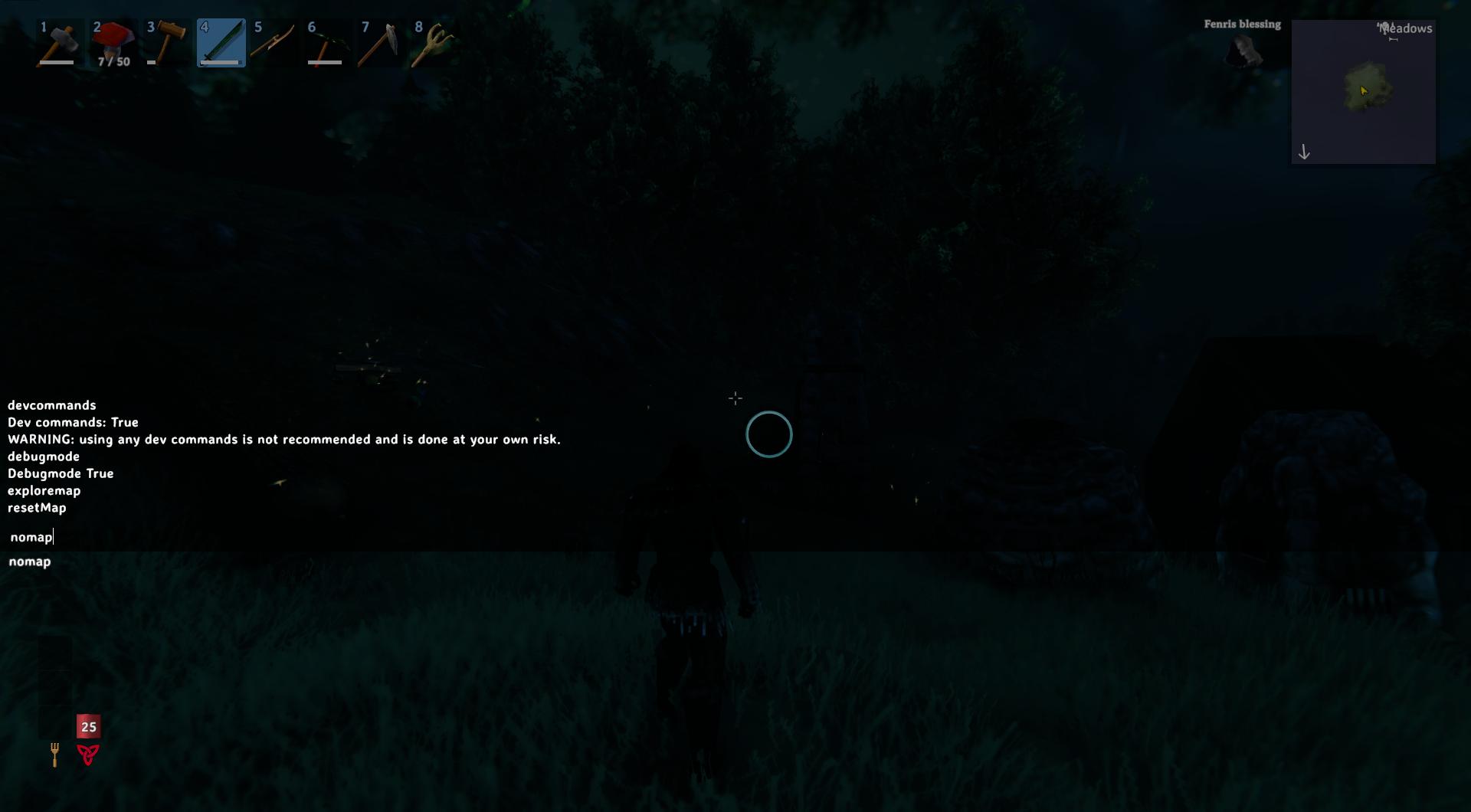 Gib in Valheim "nomap" ein, um deinen Fortschritt auf der Karte zu verbergen.