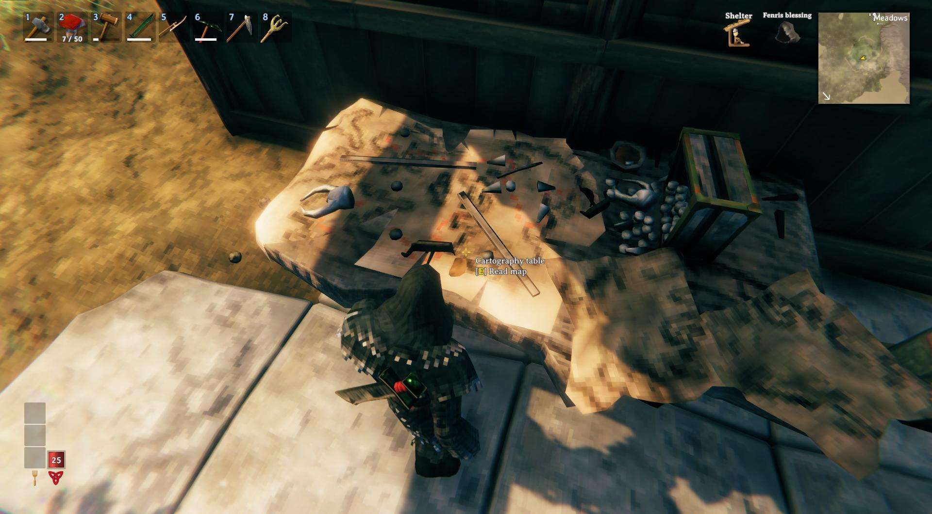 Nutze den Kartentisch, um Freundschafts-Entdeckungen in Valheim zu erreichen.