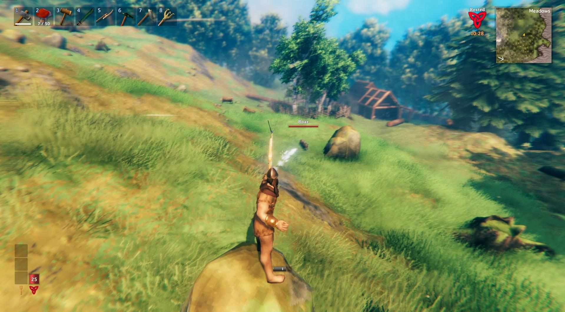 Schalte die Schmiede frei, um den mächtigen Jägerbogen in Valheim herzustellen.