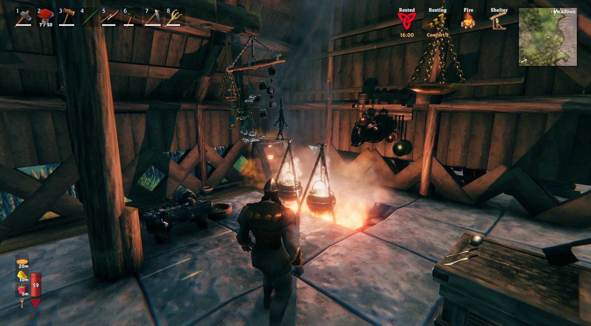 Kombiniere verschiedene Lebensmittel strategisch, um deine Gesundheit in Valheim zu steigern.