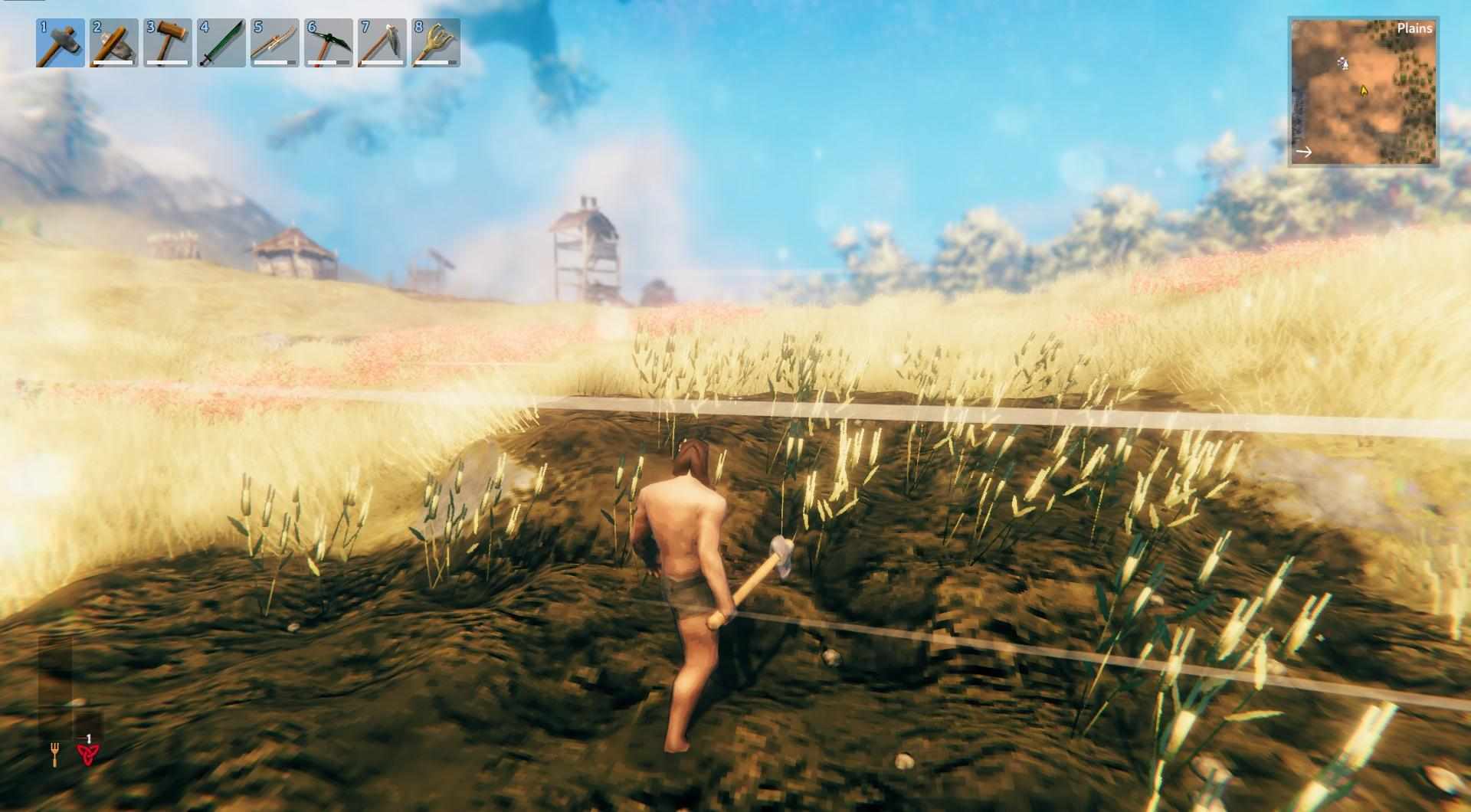 Warte, bis die Gerste auf deinen Feldern in Valheim reif ist.