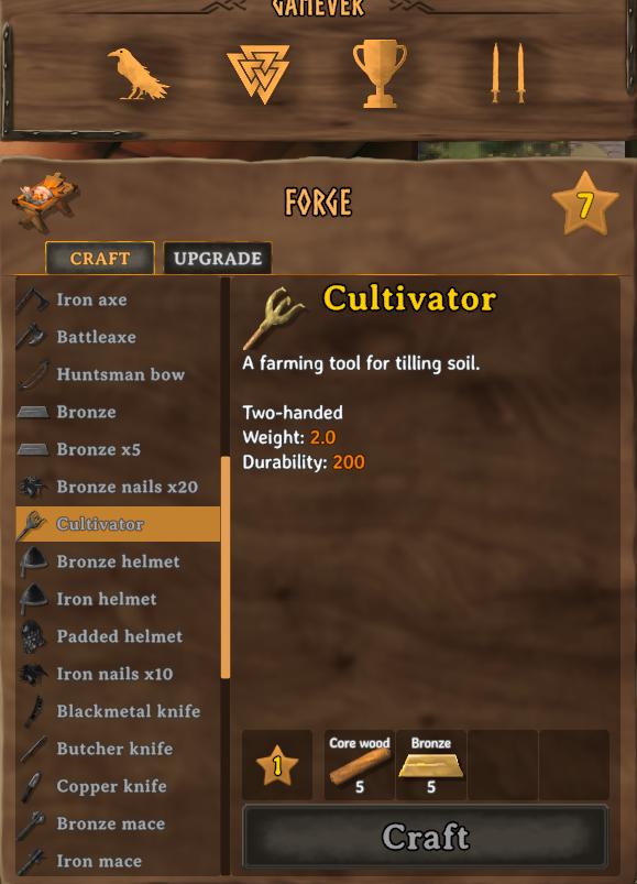 Herstellungsfenster in Valheim.