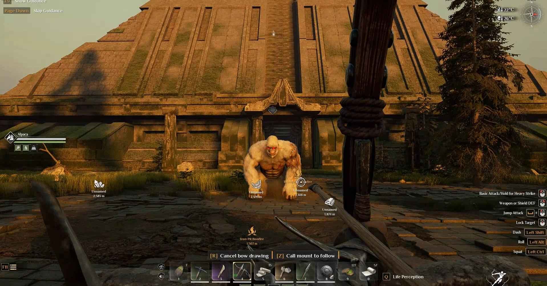 Use bows and arrows to shoot down the ape in Soulmask.