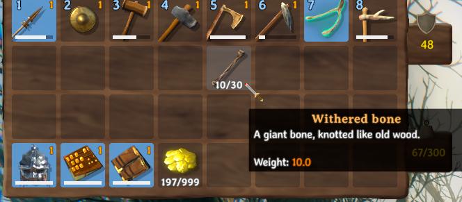 Benutze Verdorrte Knochen in Valheim.