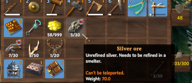 Sammle Silbererz in Valheim.