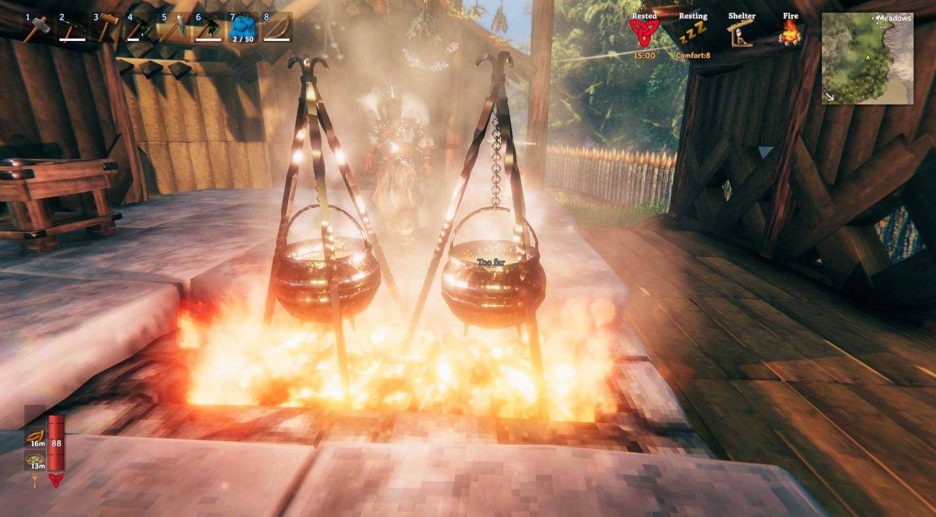 Baue einen Kessel in Valheim.