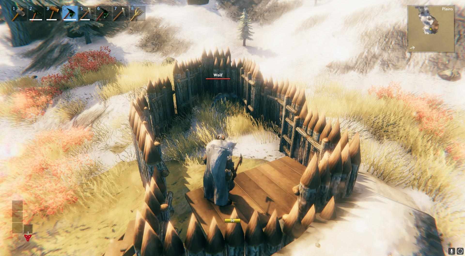 Zuerst locke den Wolf in Valheim an.