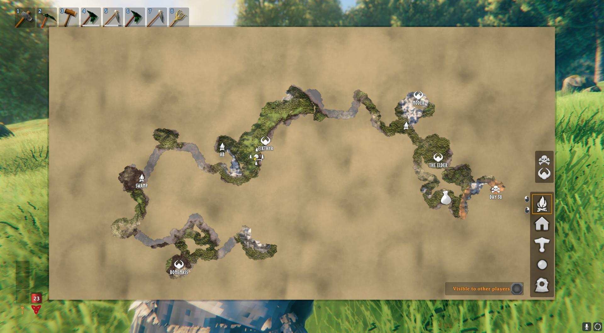 Entdeckter Teil der Welt in Valheim.