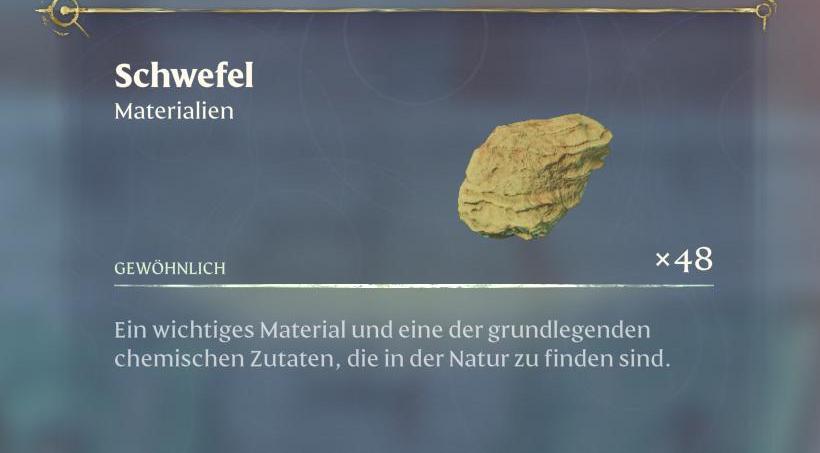 Du findest Schwefel im Südosten der Nomad Highlands.