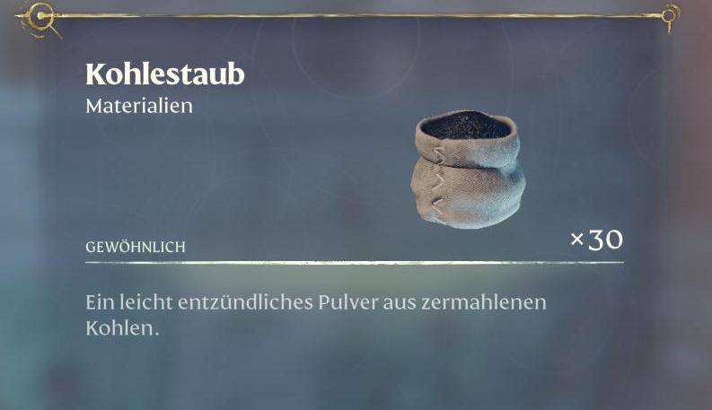 Benötigte Zutaten: Miasma-Sporen, Kohlestaub, Miasma-Flüssigkeit, Schwefel.