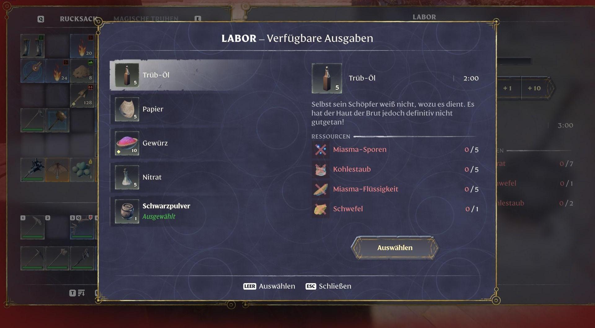 Beginne den Herstellungsprozess im Alchemistenlabor in Enshrouded.