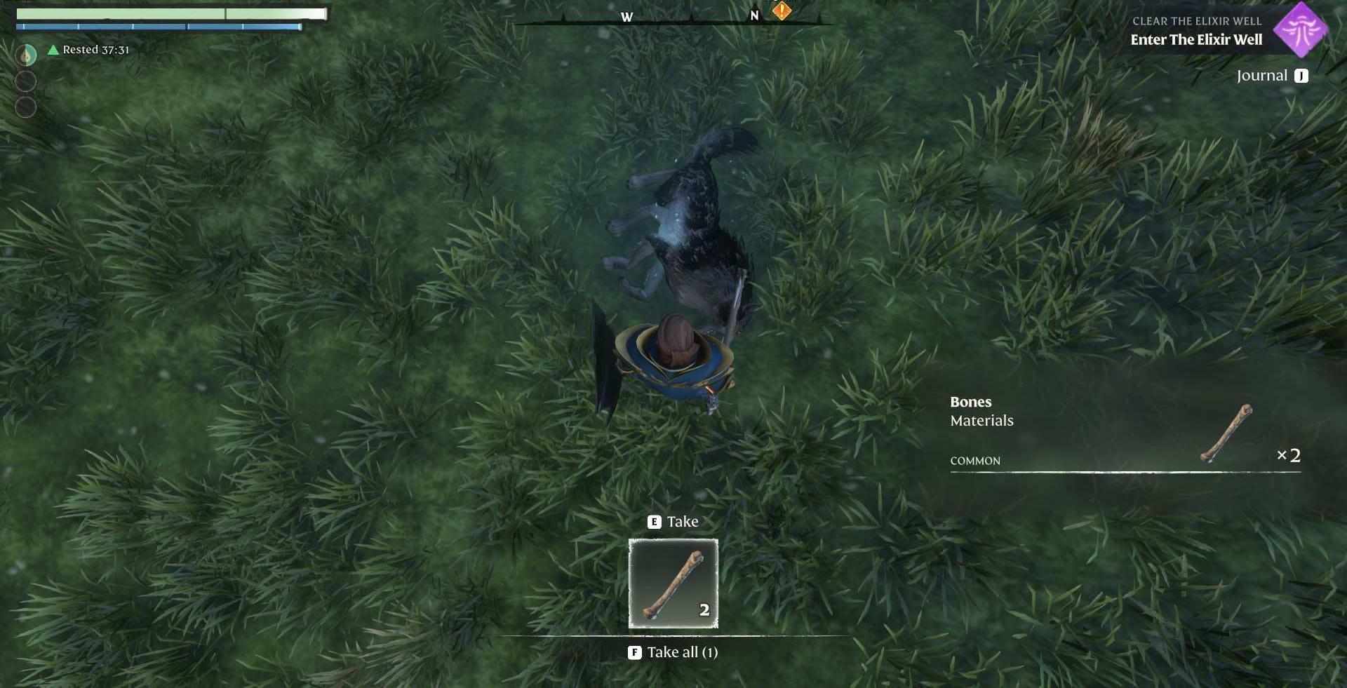 Begib dich in die Wildnis von Embervale, um Wölfe oder Schafe für Knochen zu jagen.