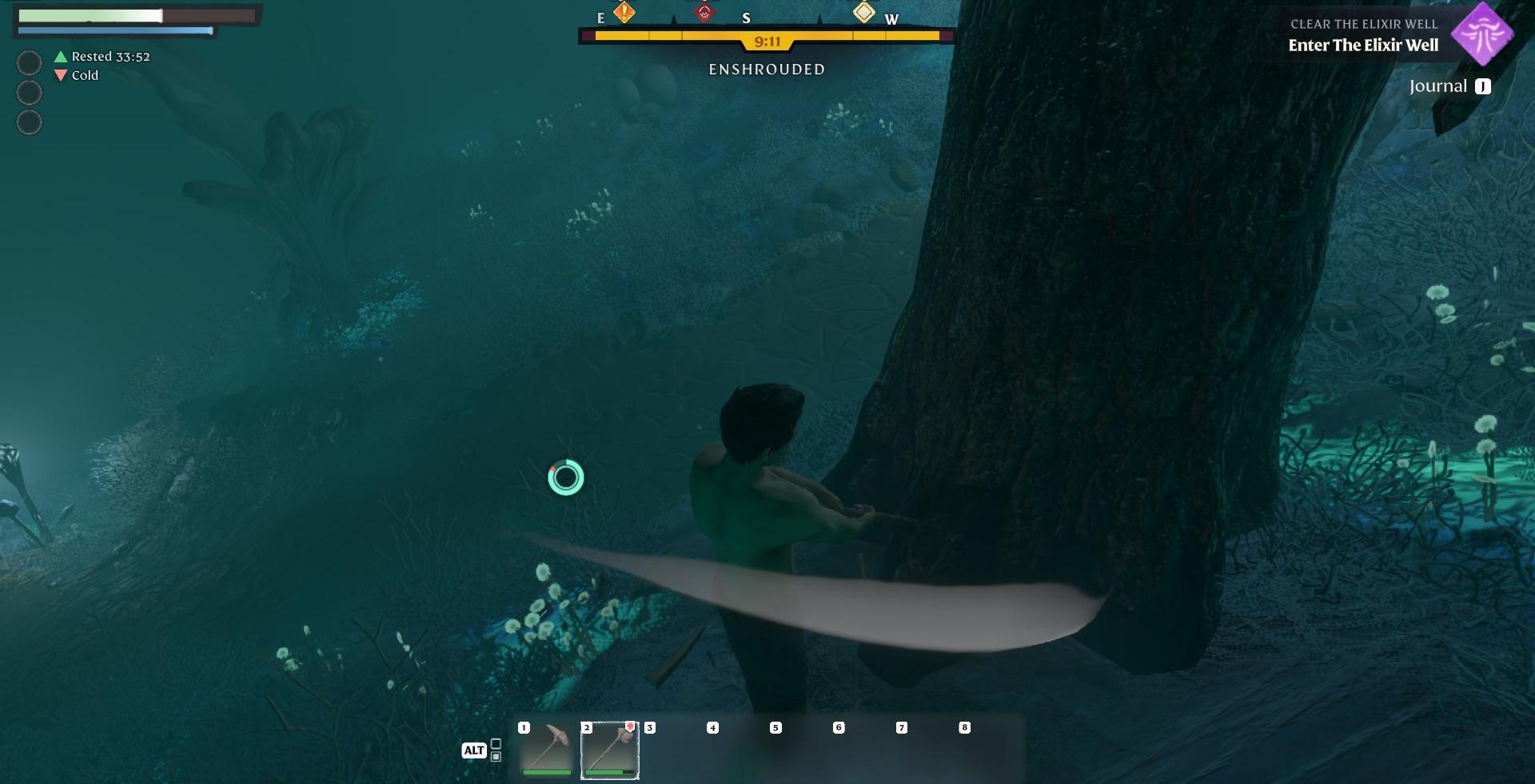 Fällen Sie schnell eingehüllte Bäume, um Shroud Wood zu sammeln.