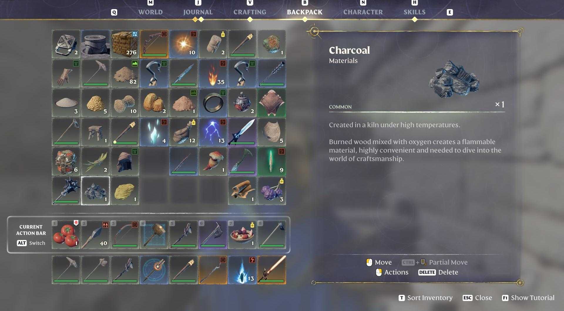 Verwandle Essen in Teer, indem du es in einem Lagerfeuer überkochst.
