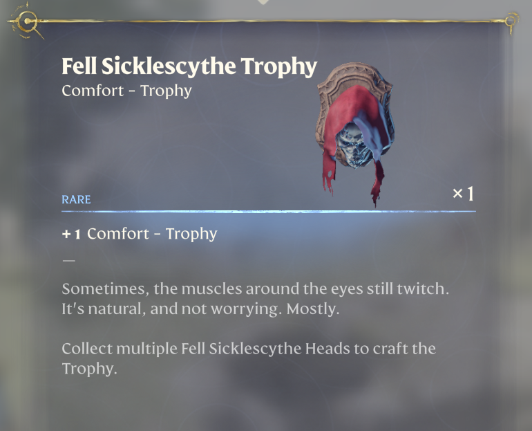Greife den Fell Sicklescythe Kopf in Enshrouded an.