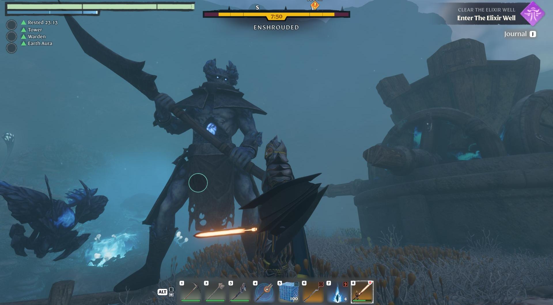 Besiege den Boss in Enshrouded.