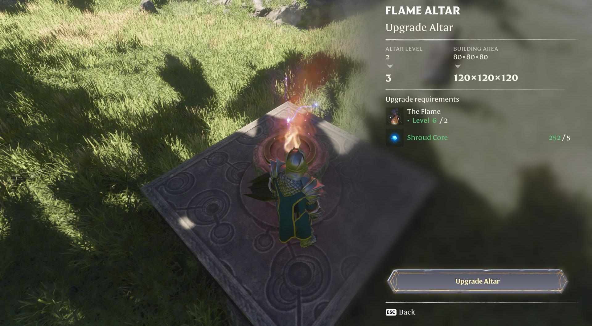 Der Flammenaltar ist der Mittelpunkt deiner Basen.