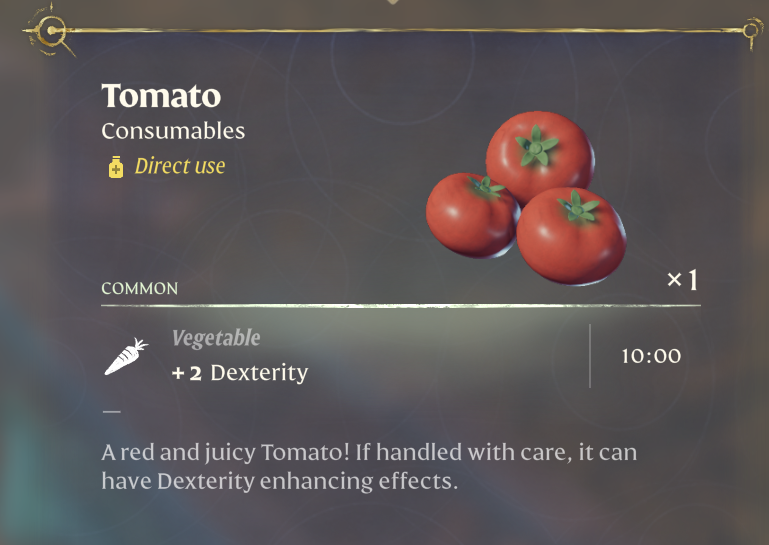Tomaten erhöhen vorübergehend deine Geschicklichkeit.