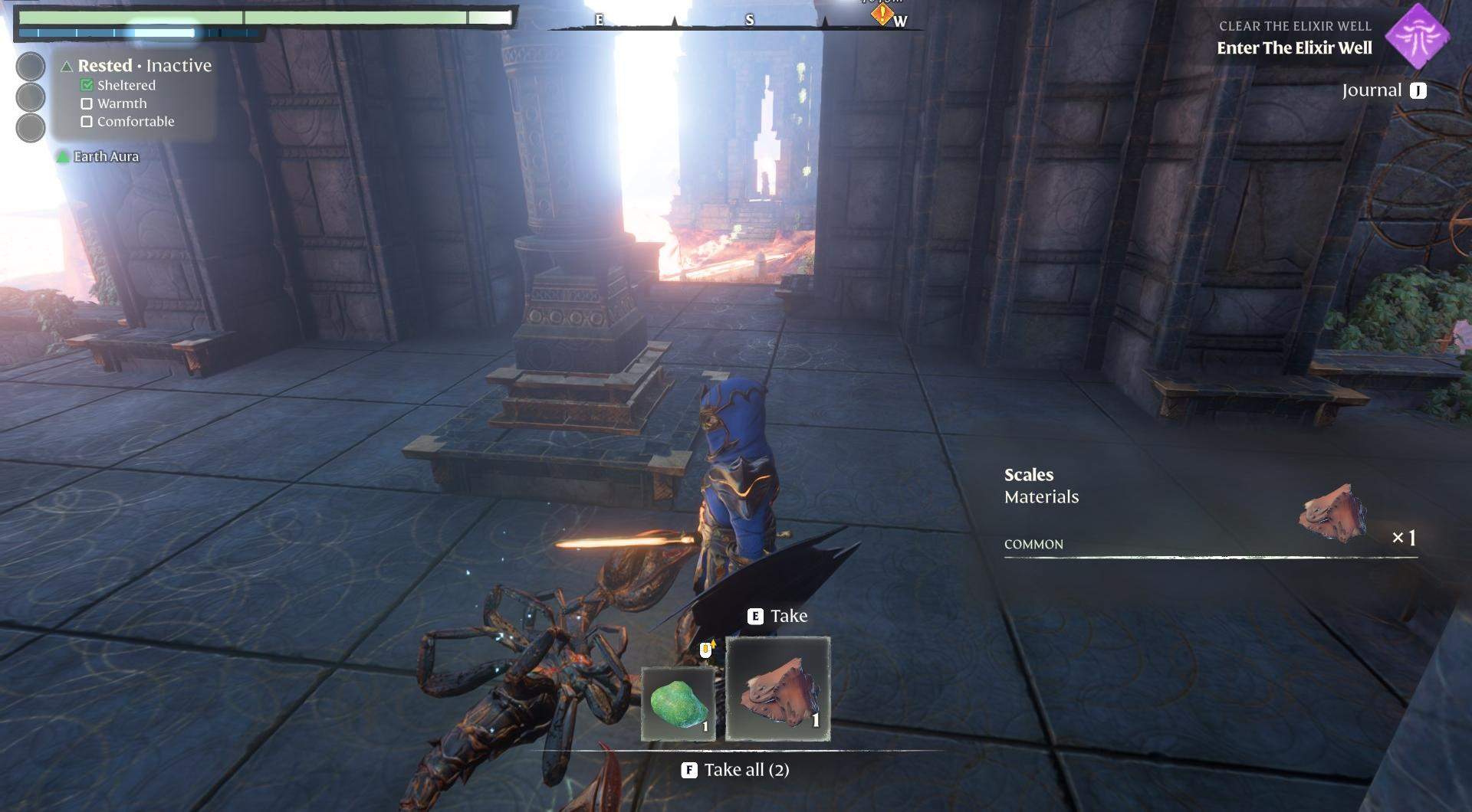Besiege Skorpione, um Schuppen zu sammeln.