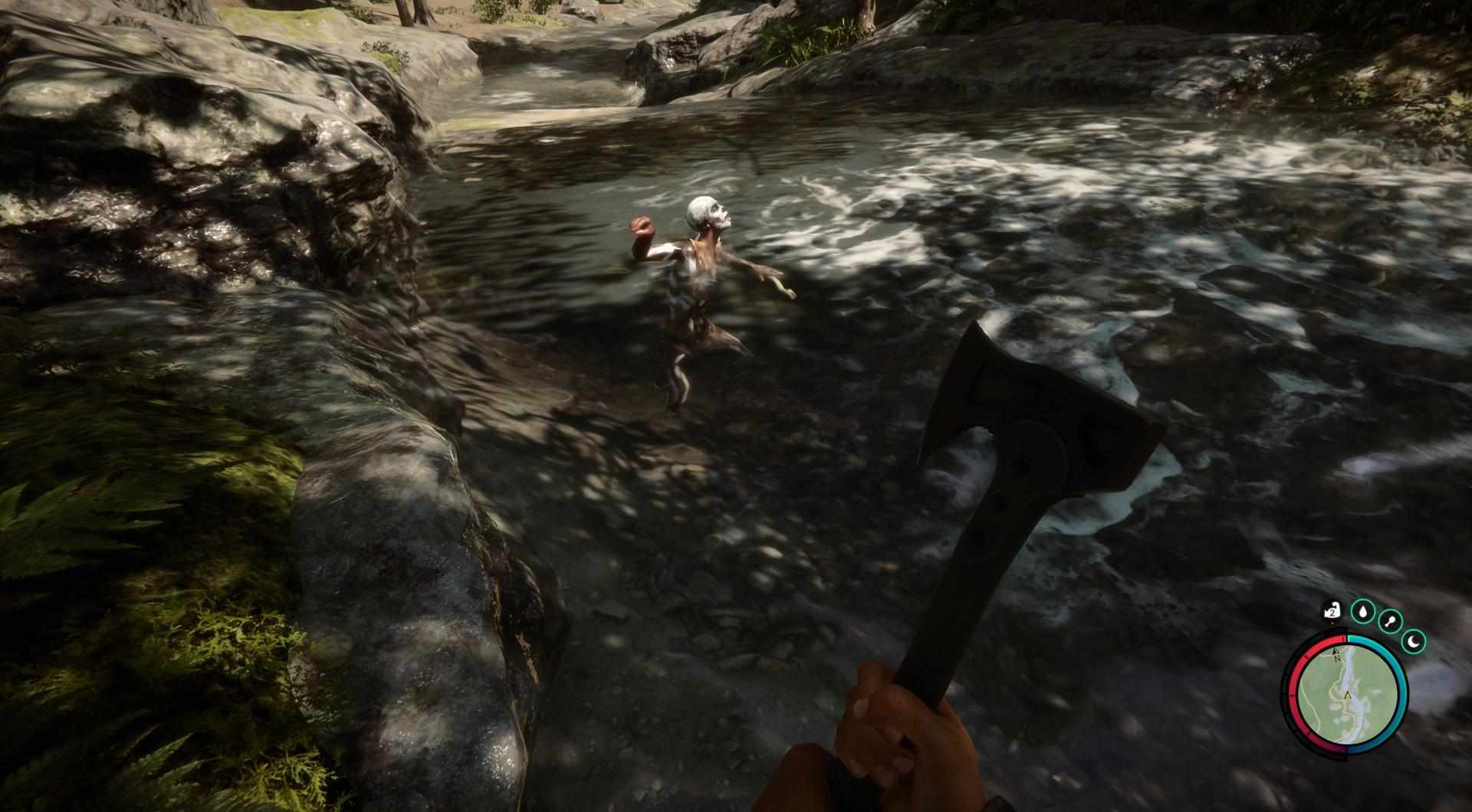 Suche Zuflucht in der Nähe von Wasser, um die Kannibalen fernzuhalten.