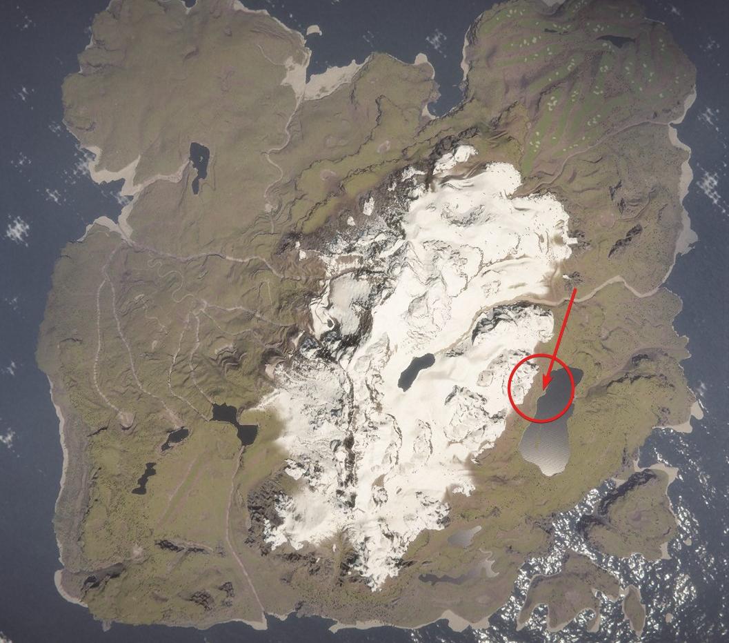 Begib dich zunächst zum Big Lake auf der östlichen Seite der Insel.