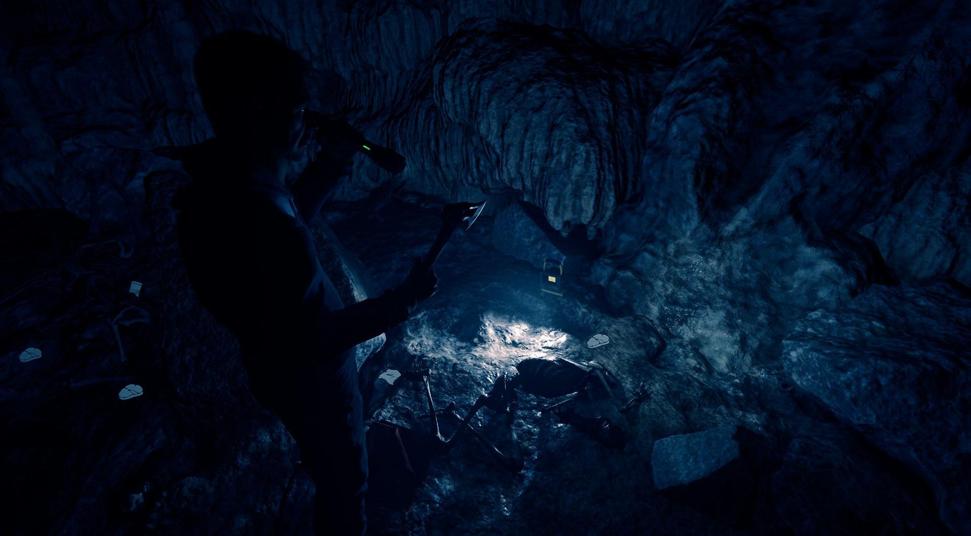  Suche sorgfältig nach Gegenständen in der Höhle.