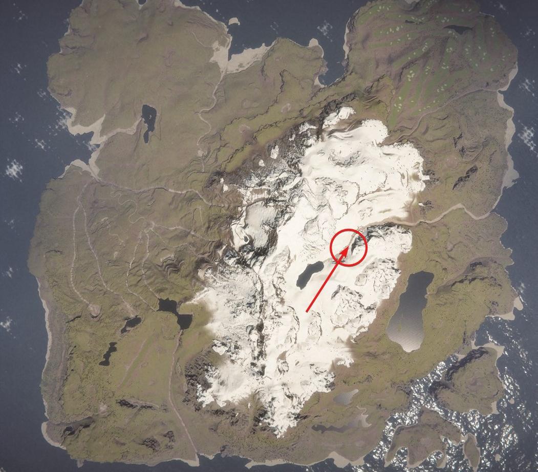 Entdecke den Eingang zur eisigen Höhle, die in den verschneiten Bergen verborgen ist.