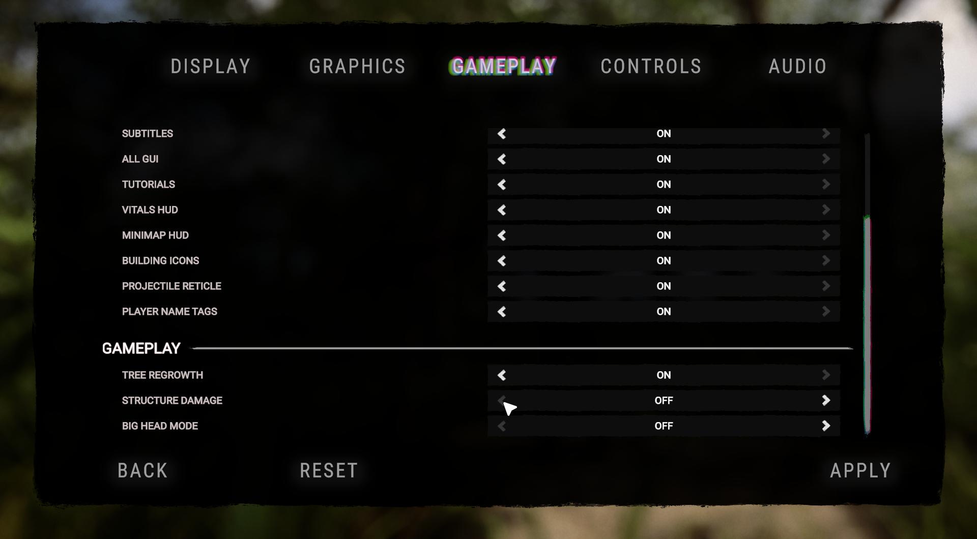 Die Gameplay-Optionen erlauben es, den Strukturschaden zu deaktivieren.