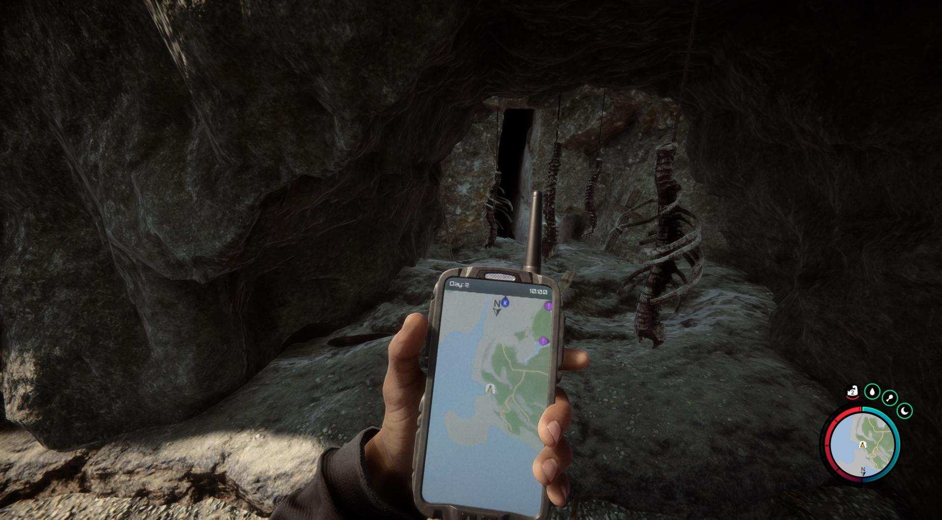 Erkunde die Höhle.