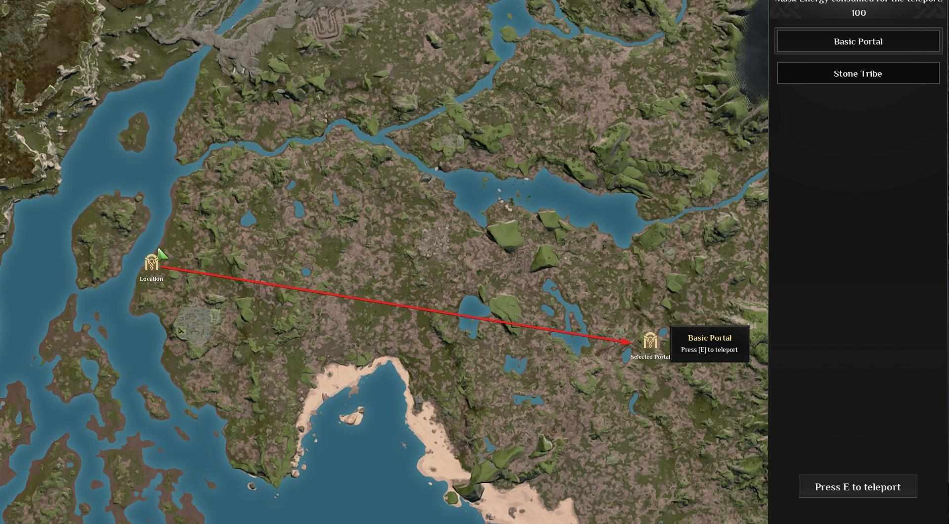 Platziere mindestens zwei Portale für sofortiges Reisen zwischen ihnen in Soulmask.
