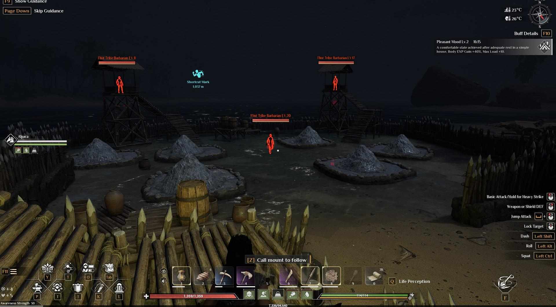 Ziele auf den zentralen NPC, um das Camp in Soulmask zu säubern.