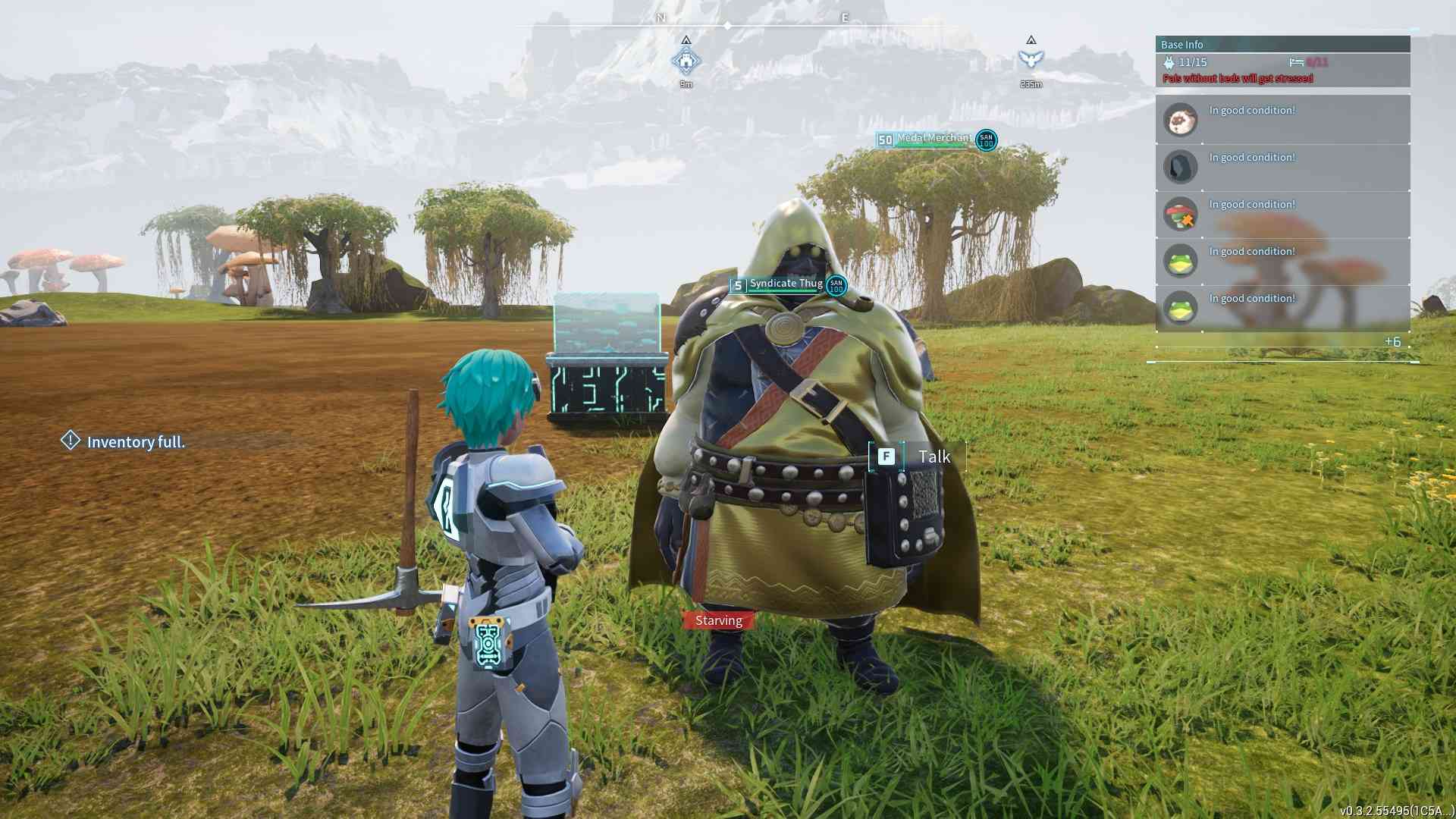 Capture the Medal Merchant with a Pal Sphere in Palworld.