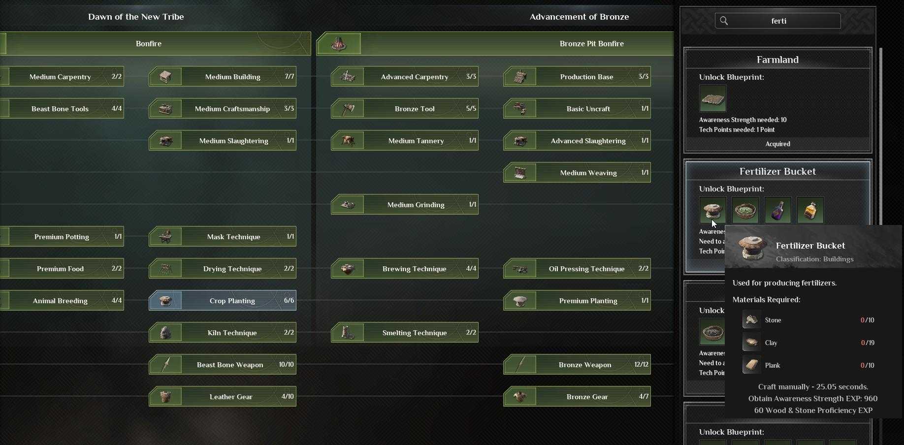 Unlock technologies for advanced recipes in Soulmask.