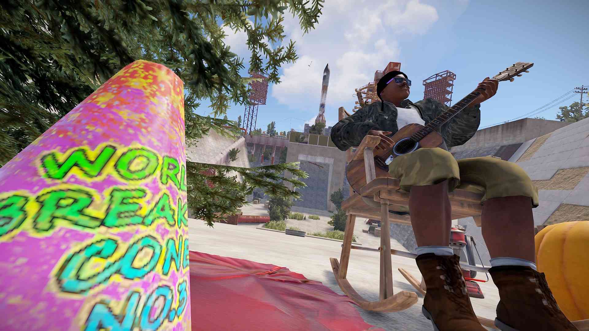Experimentiere mit unbegrenztem Bauen in Rust Road Renegade.