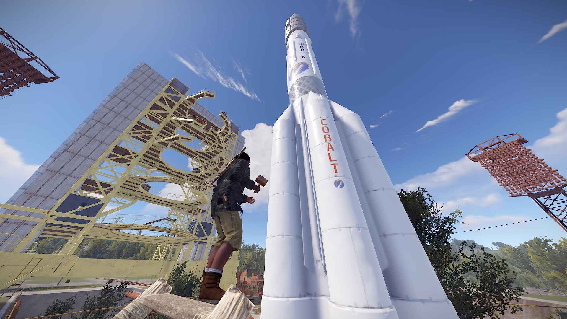 Baue Strukturen jeder Stufe mit Creative Mode in Rust Road Renegade.