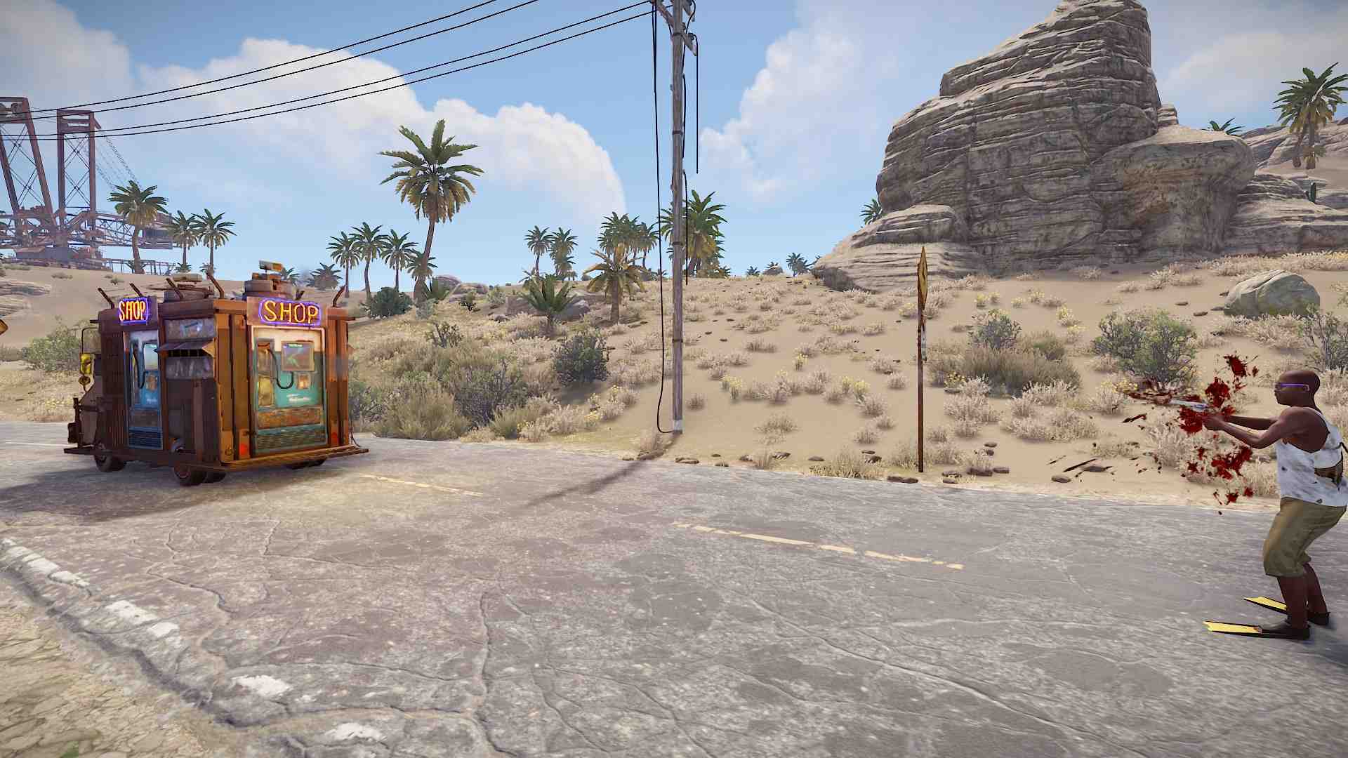 Achte auf die automatischen Geschütztürme auf dem Fahrzeug des Händlers in Rust Road Renegades