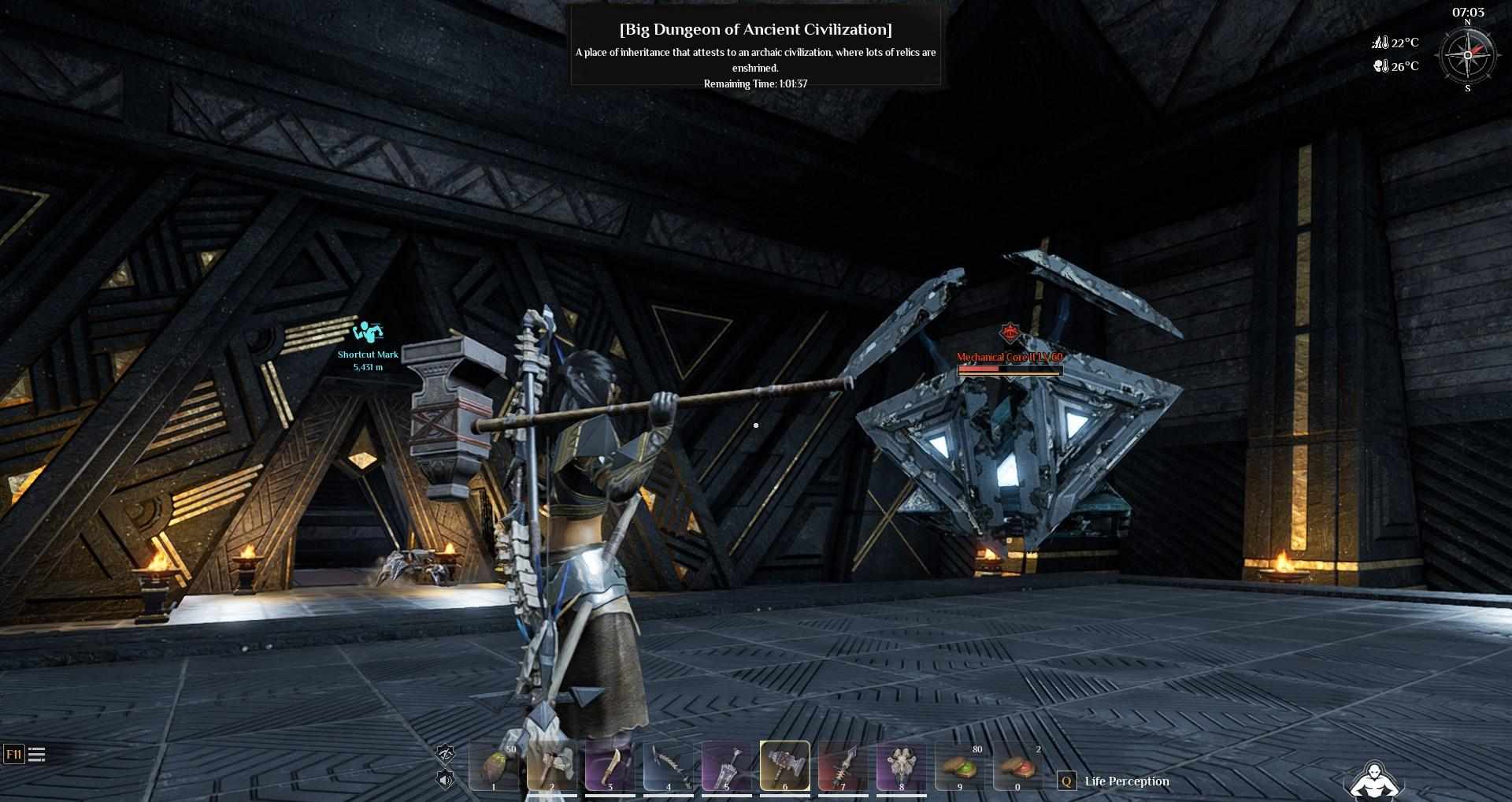 Besiege zuerst die kleinen Feinde, dann konzentriere dich auf den Haupt-Mechanical Core.