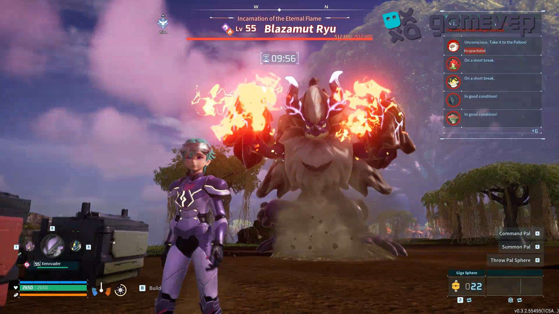 Prepárate para la batalla con Blazamut Ryu en Sakurajima Palworld.