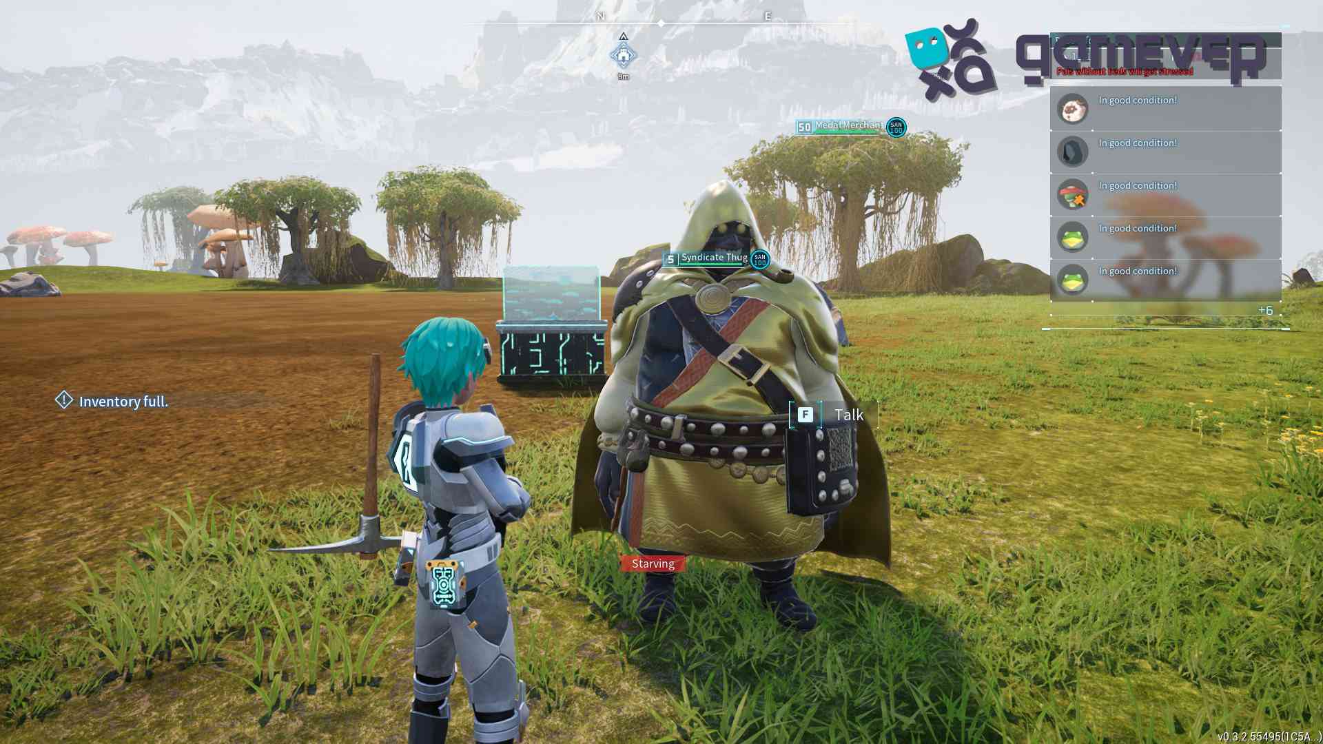 Captura al Comerciante de Medallas con una Esfera de Pal en Palworld.
