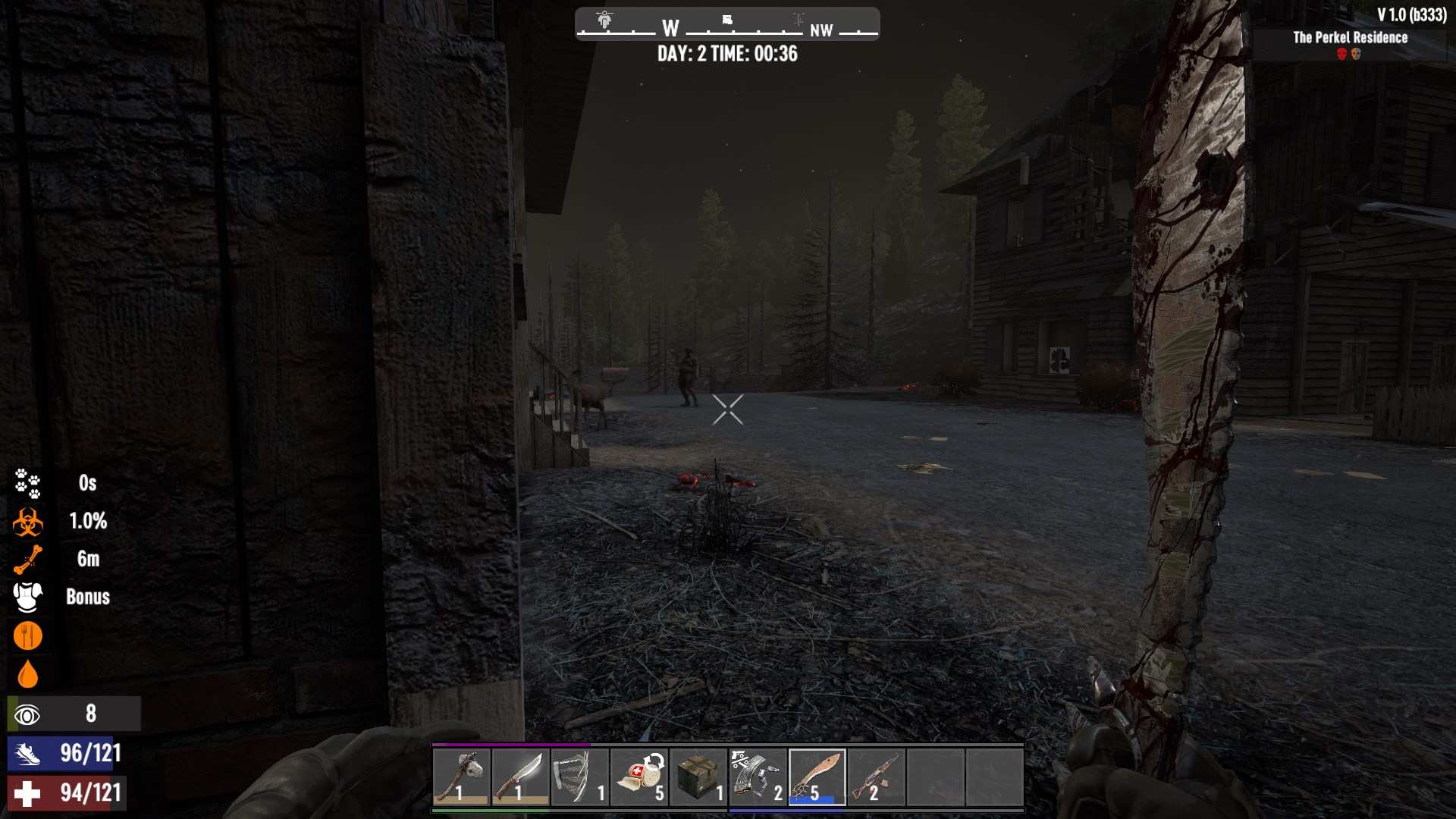 Schleiche dich an Zombies heran, ohne dass sie dich bemerken, in 7D2D Update 1.0
