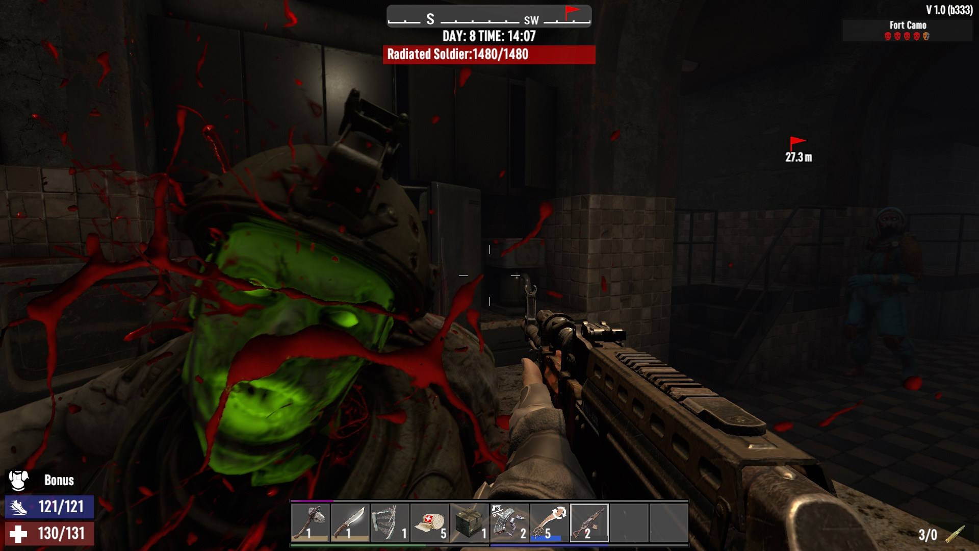Bleibe wachsam für Zombies, während du Jen suchst