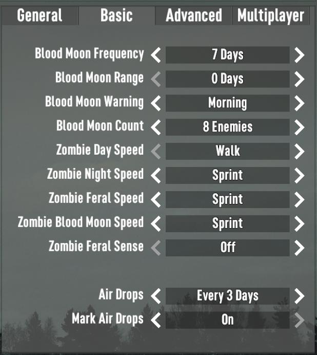Stelle die Anzahl der Blutmond-Zombies in 7D2D Update 1.0 für intensive Horde-Nächte ein