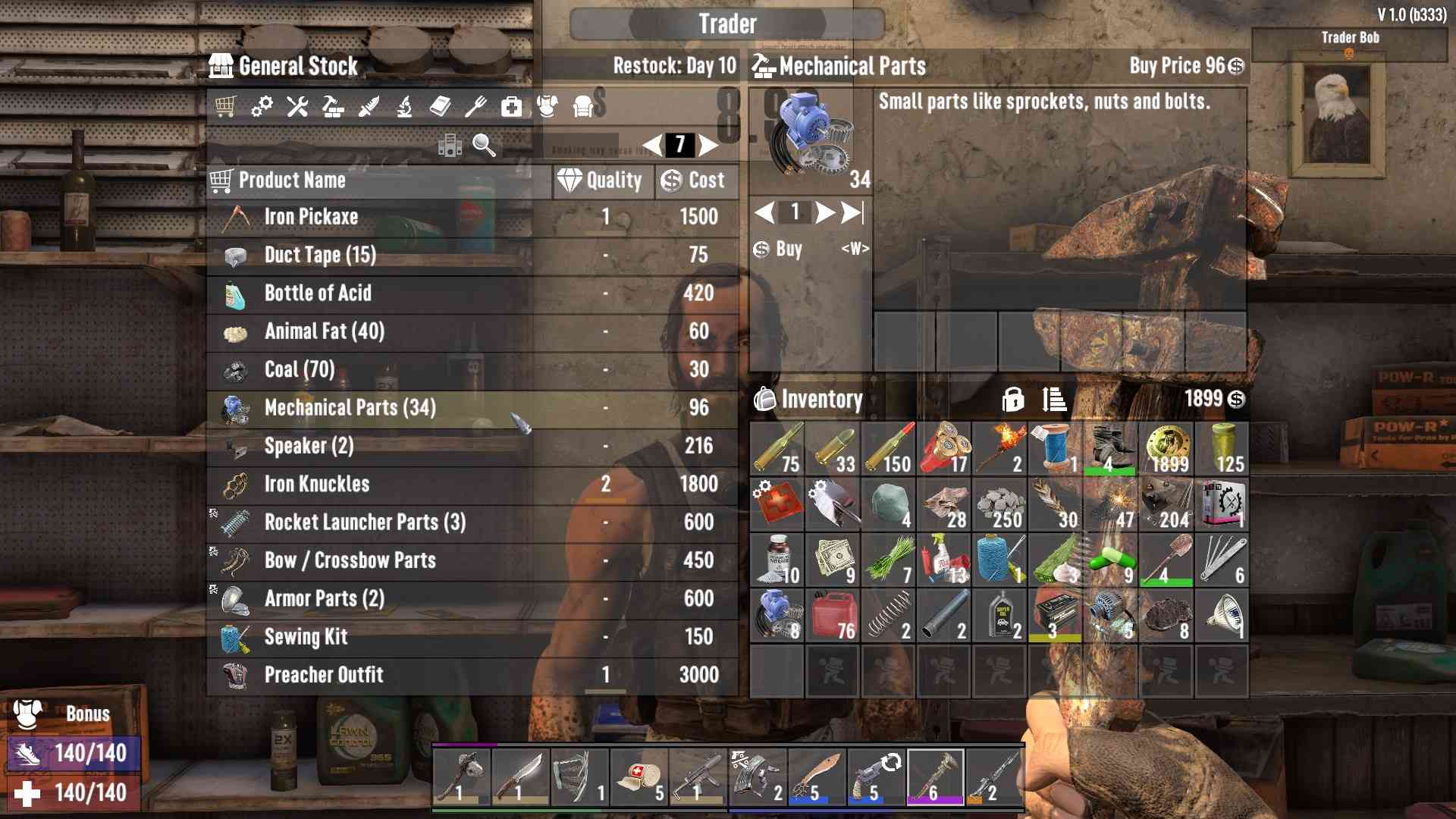 Trade with traders for Mechanical Parts in 7D2D Update 1.0