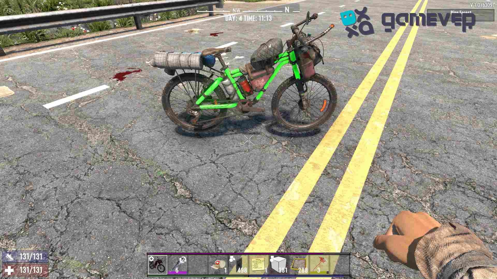 Coloca tu bicicleta en el camino en 7 Days to Die