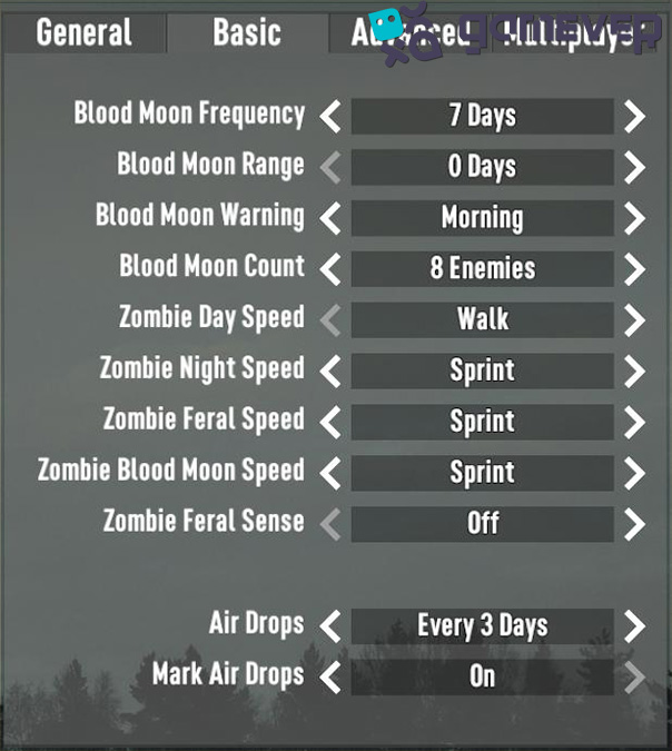 Configura el recuento de zombis de la Luna de Sangre en la Actualización 1.0 de 7 Days to Die para noches de hordas intensas