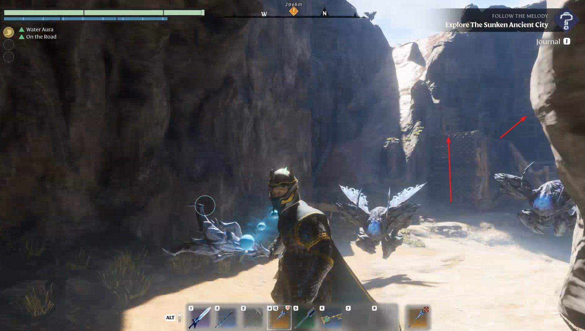 Klettere das Metallgitter in der Nähe der Steigung in Enshrouded Back to the Shroud Update