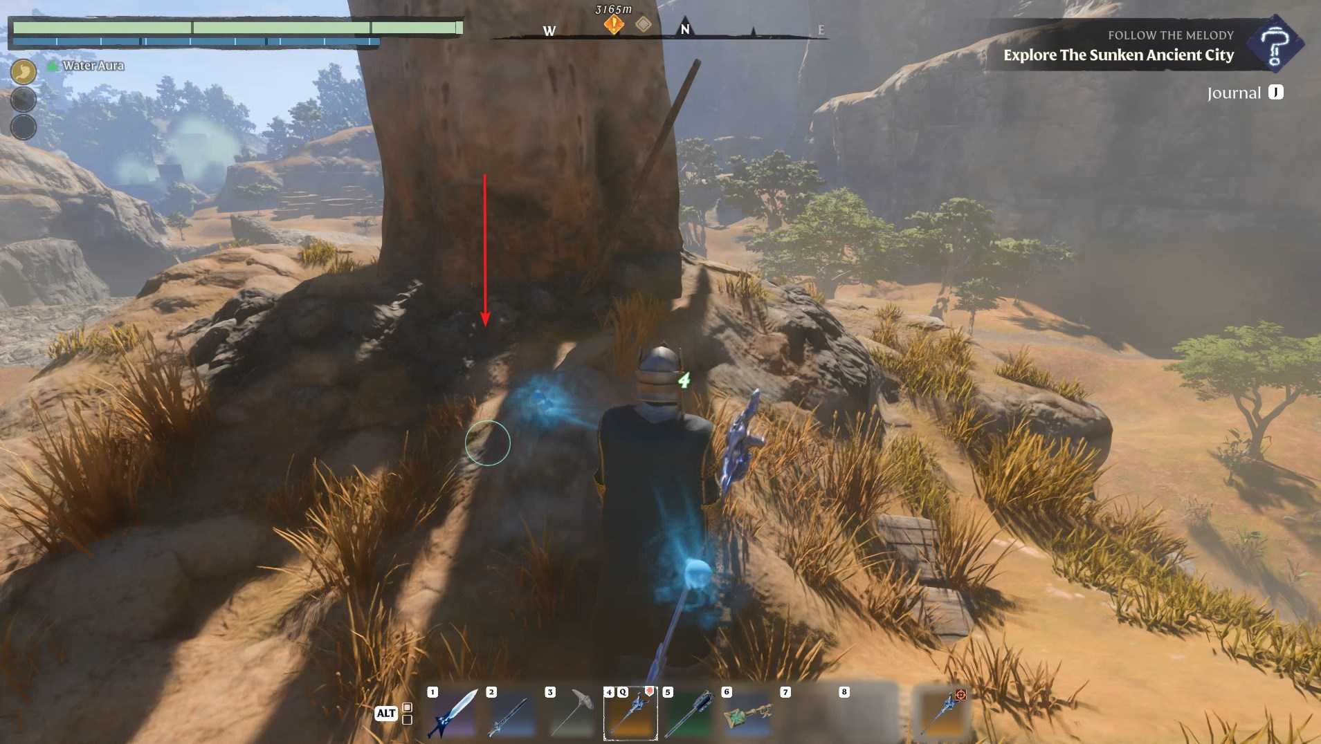 Grabe durch Erzstapel rund um den großen Baum in Enshrouded Back to the Shroud Update