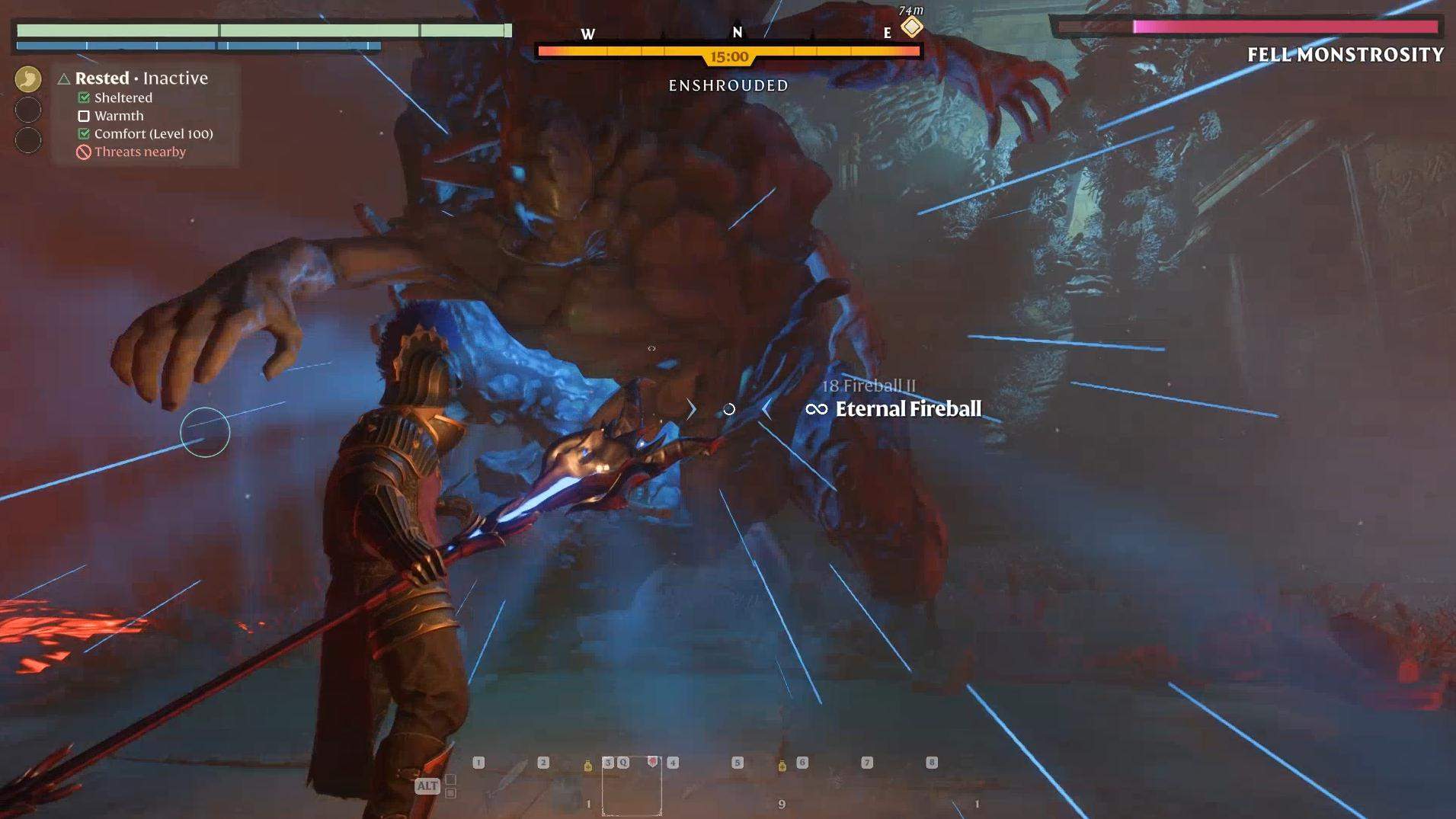 Kämpfe gegen die Fell Monstrosität in Enshrouded Back to the Shroud Update